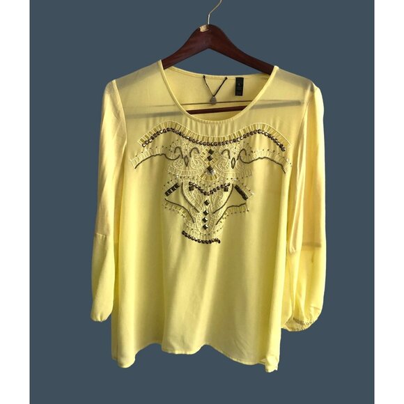 BKE -WOMENS RHINESTONE EMBELLISHMENT PULLOVER CREW NECK LONG SLEEVE SIZE LARGE - Picture 1 of 6